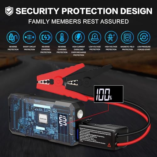 Car Battery Jump Starter 3000A Portable 12V Jump Starter with Jumper Cables and LED Lights Y345742
