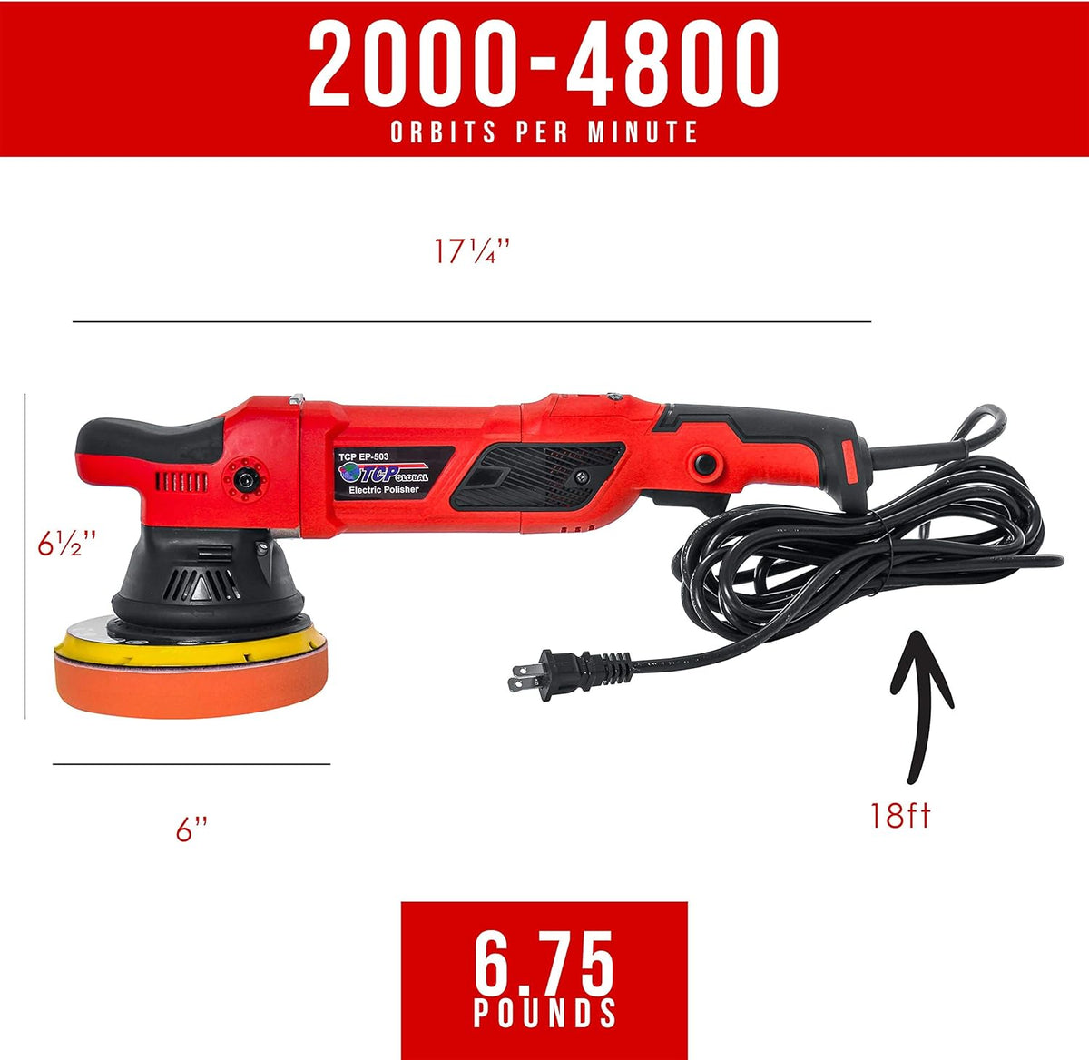 Heavy Duty 6 Variable Speed Random Orbit Dual-Action Polisher E67177