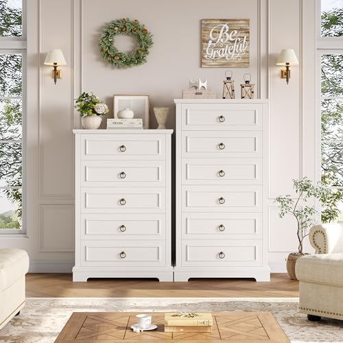 6 Drawer Tall Wood Dresser C814