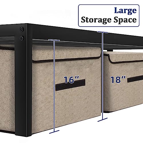 Black 18 Inch Tall Cal King Metal Platform Bed Frame V54997