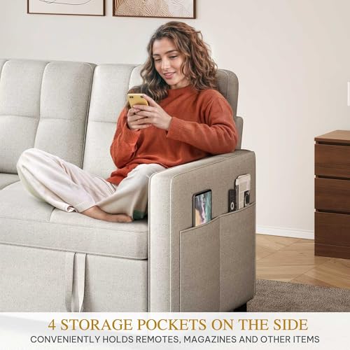 Grey 3-in-1 Convertible Sofa Bed with Pull-Out Bed I687