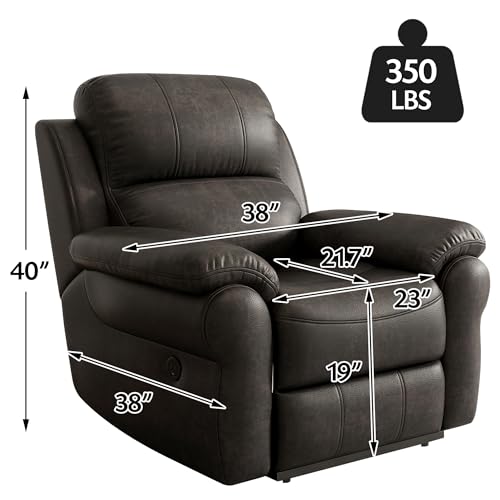 Black Fabric Power Recliner Chair with USB Ports O1449