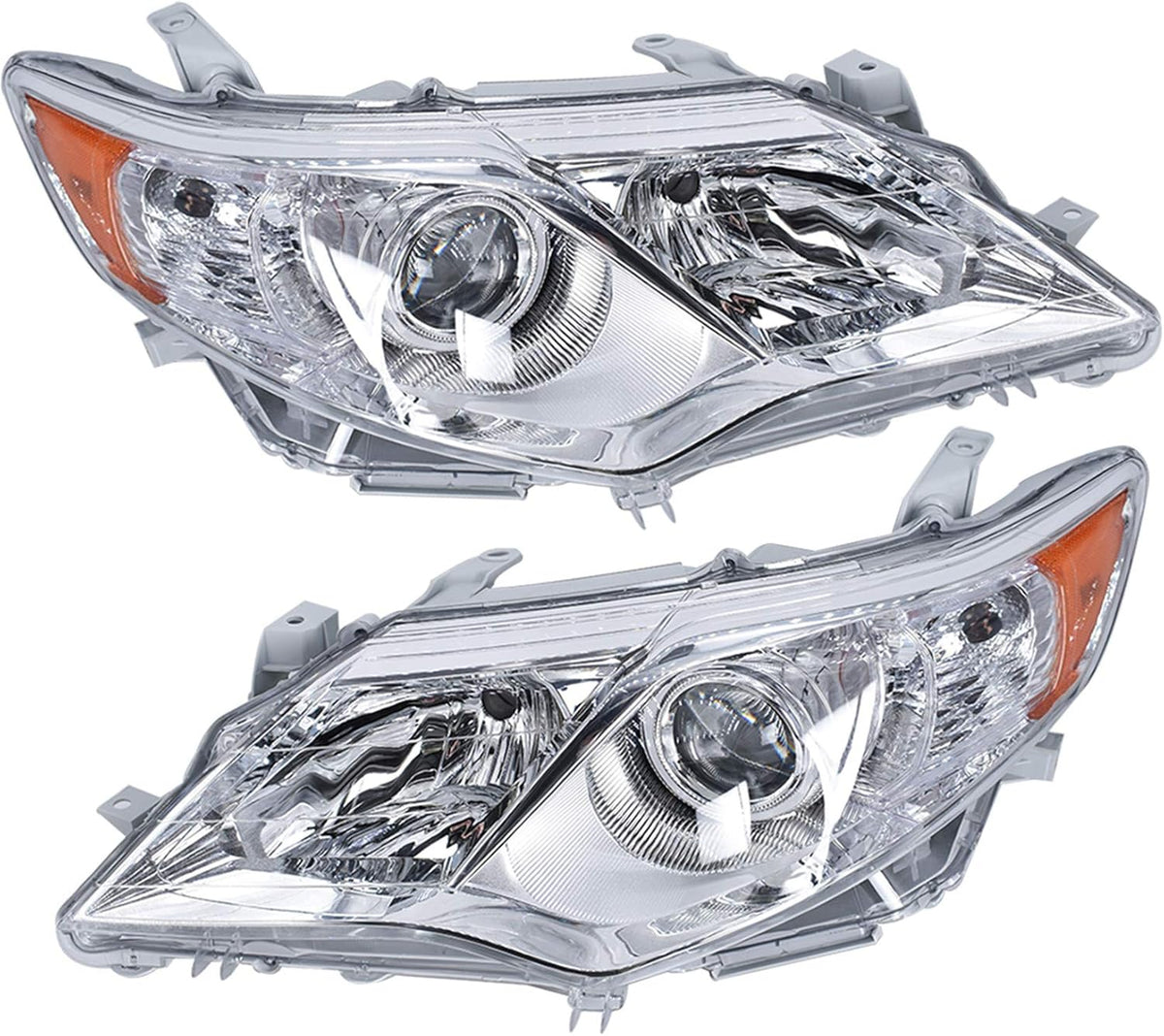 2012 2013 2014 Toyota Camry Headlights Assembly ABS Plastic Housing Polycarbonate Lens Projector Headlamps Left+Right Chrome X671033