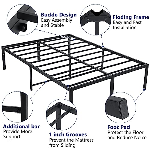 Black 18 Inch Tall Cal King Metal Platform Bed Frame V54997