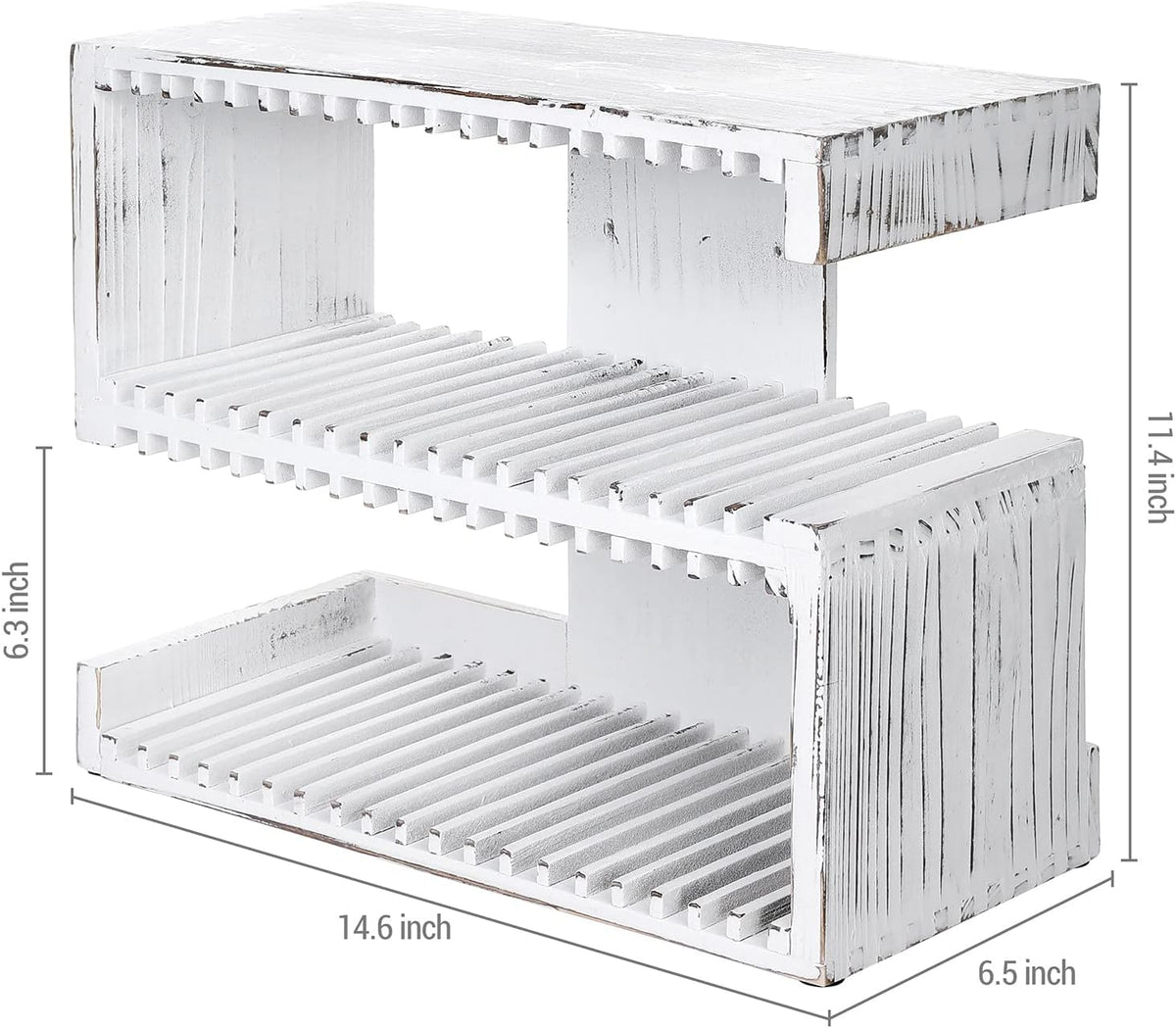 2-Tier White Solid Wood Wall Mounted CD Storage Rack Z98111