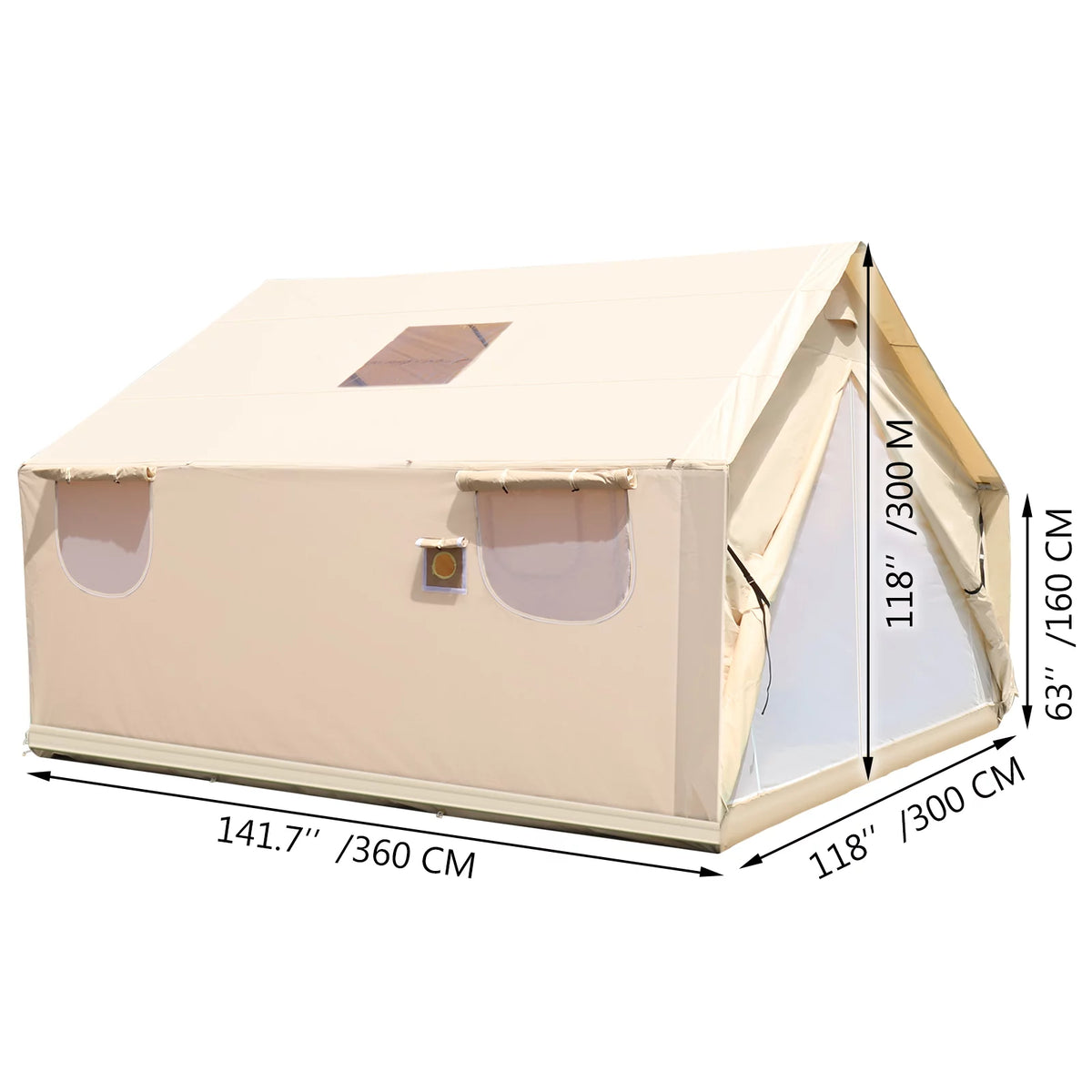 Canvas Wall Tent 10x12ft with PVC Storm Flap Waterproof with Stove Hole E94511