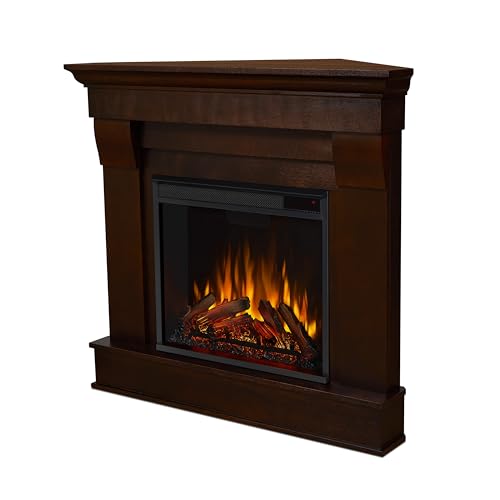 White Corner Electric Fireplace with Mantel O58885