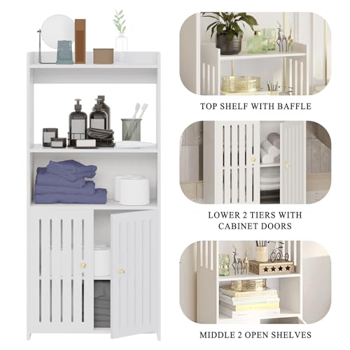 White 4-Tier Small Floor Cabinet with Door B12103