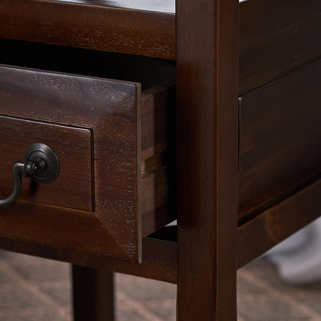 Brown Mahogany Acacia Wood Accent Table with Drawer C120506