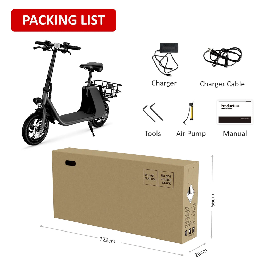 Foldable Electric Scooter with Seat and Carry Basket B122