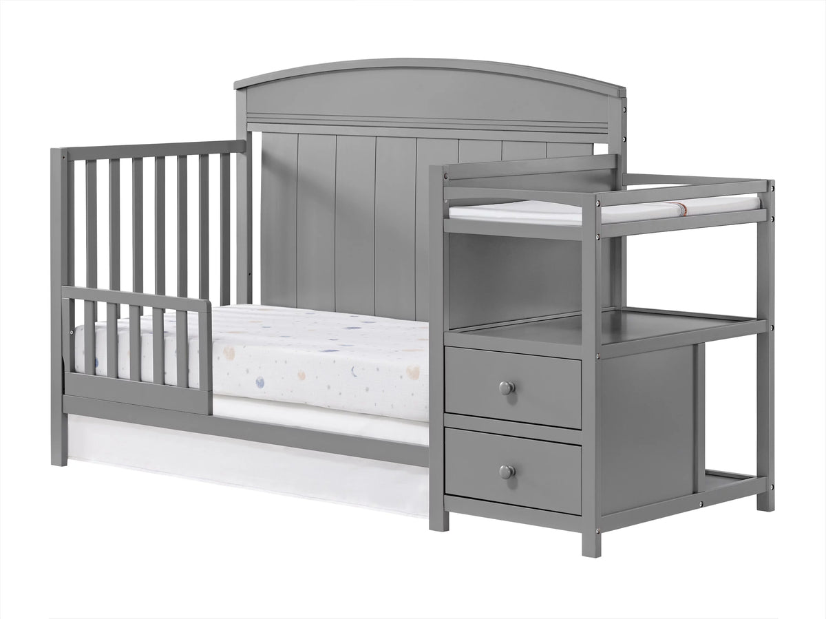 4-in-1 Convertible Crib & Changing Station Dove Gray Wooden U890833
