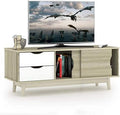 Modern Wood TV Stand with 2 Drawers & 2 Sliding Doors V722711