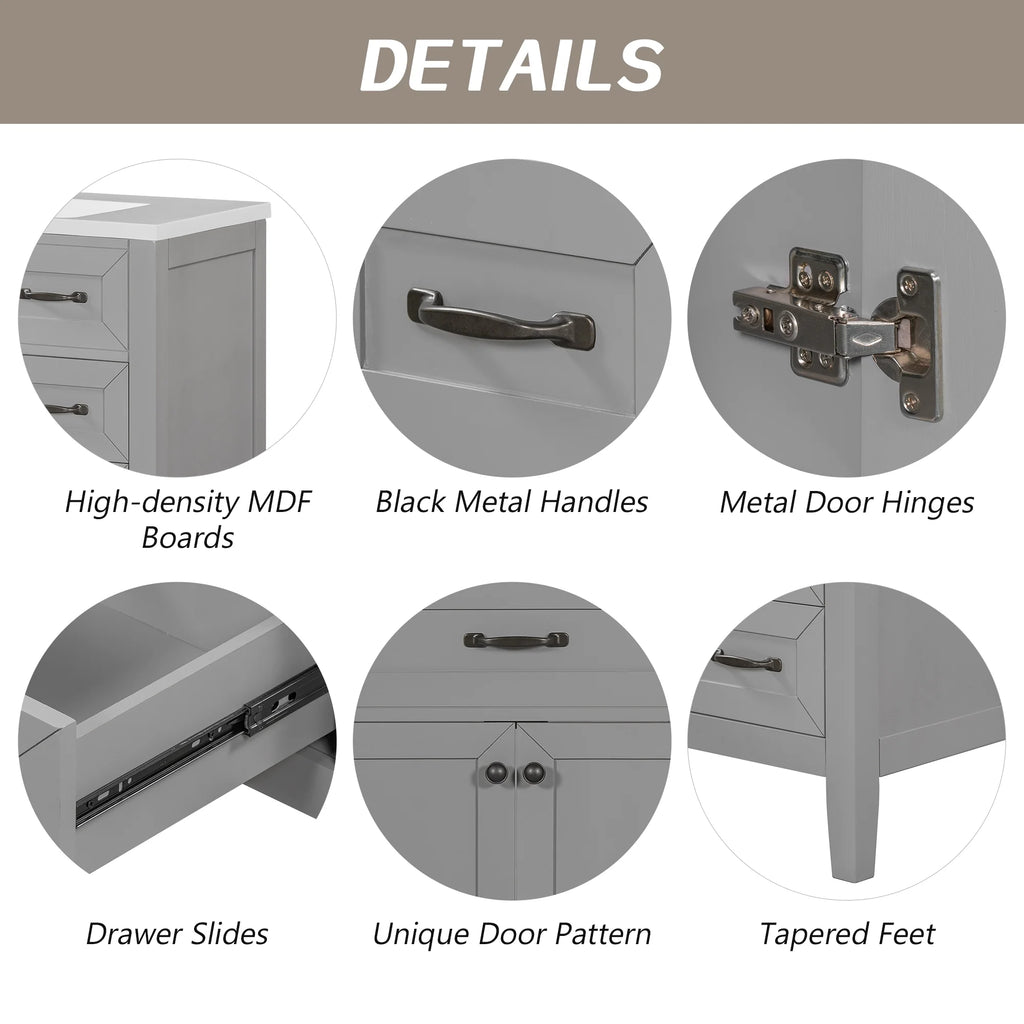 36" Grey Bathroom Vanity with Sink Combo G68731