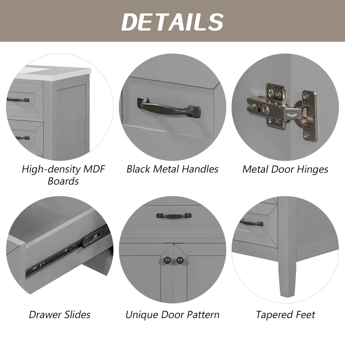 36" Grey Bathroom Vanity with Sink Combo G68731