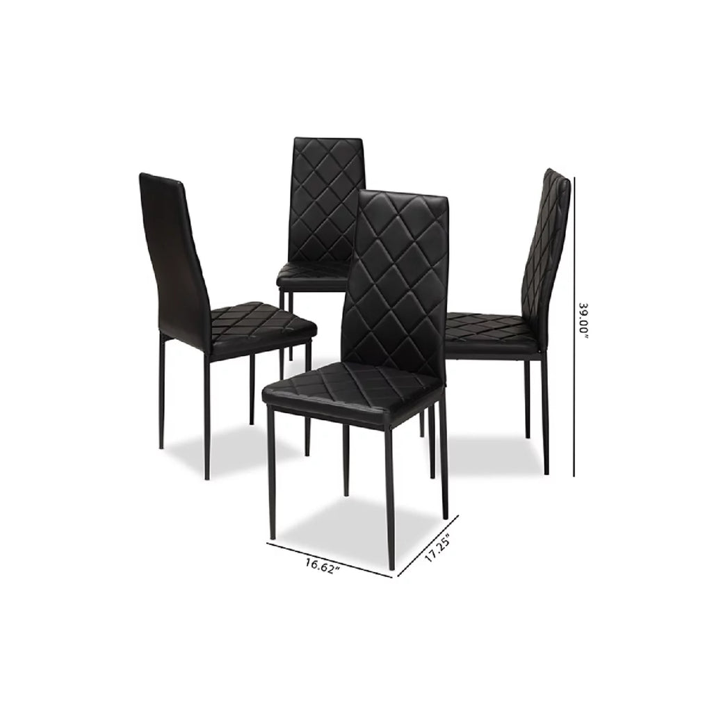 Black Faux Leather Upholstered Dining Chair Set of 4 R722355