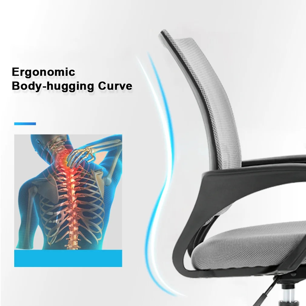 Grey Ergonomic Swivel Office Chair with Lumbar Support R1350