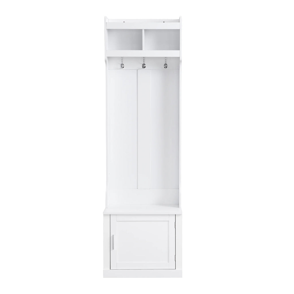 White Storage Bench with Coat Rack H717