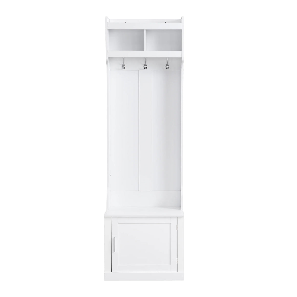 White Storage Bench with Coat Rack H717