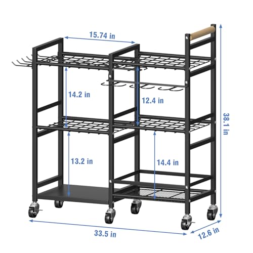 3-tier Metal Rolling Garden Tool Organizer F876