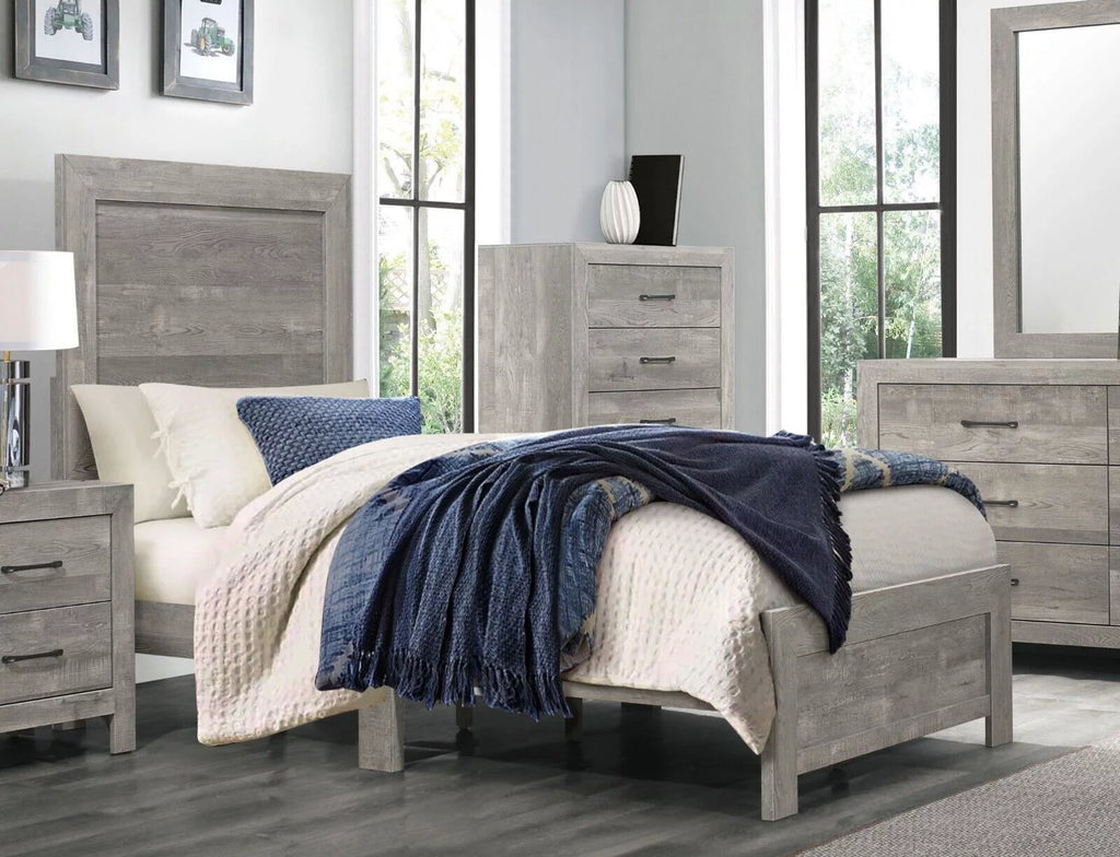 4pc Twin Size Bedroom Set with Nightstand Dresser Mirror P651