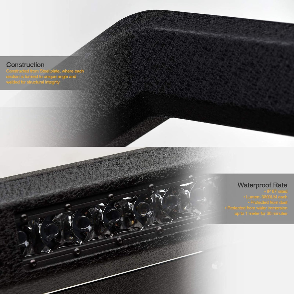 Textured Black Aluminum LED Bull Bar I1597
