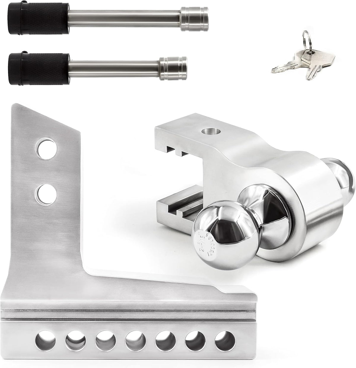 Adjustable Trailer Hitch Ball Mount with Forged Aluminum Shank, 2.5 Inch Receiver, 6 Inch Drop D539433