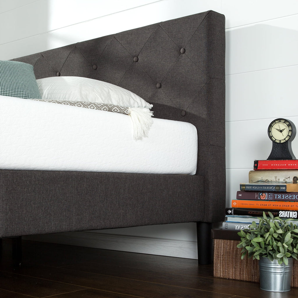 Dark Grey Upholstered Platform Bed X4058