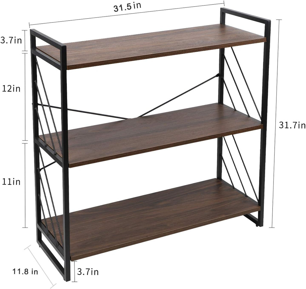 3 Tier Industrial Bookshelf, Walnut I15579