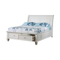 Full Sleigh Bed with Footboard Storage Cream White Q224