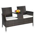Rattan Wicker Chairs with Table and Two Removable Cushions Q35809