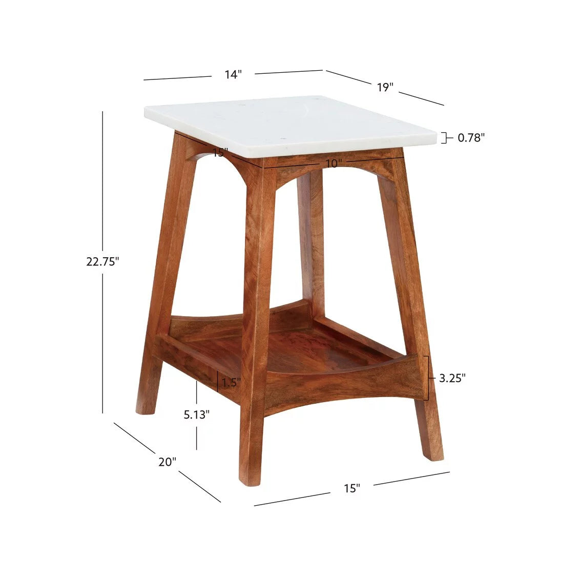 Black Marble and Wood Side Table M81527