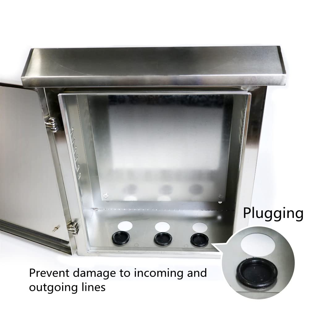 304 Stainless Steel Electrical Enclosure Box 20'' x 16'' x 8'' IP65 Weatherproof with Mounting Plate O987