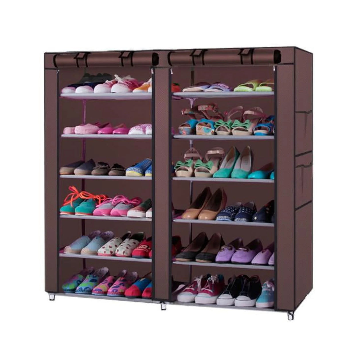 12 Grids 6 Tiers Portable Shoe Cabinet with Non-woven Fabric Cover P2357