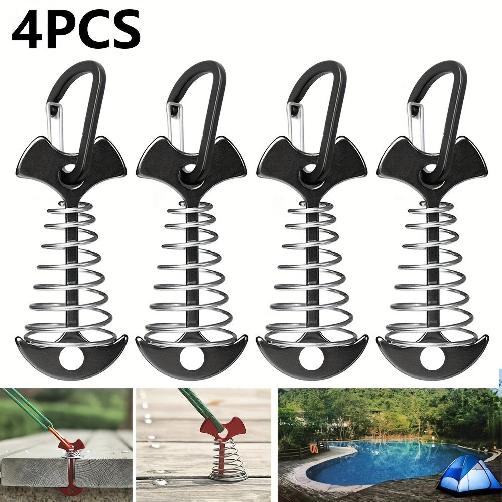 Tent Stakes with Spring Buckle and Carabiner Clips for Outdoor Camping C864