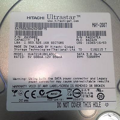 1TB 7200RPM SATA 3.5 Hard Drive B44142