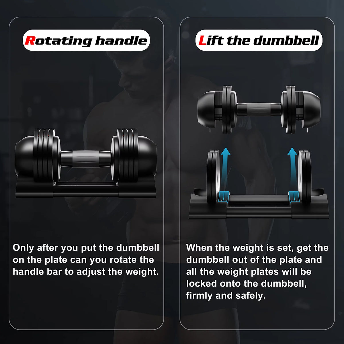 Adjustable 22lb/44lb/52lb Single Dumbbell Set with Tray P235282