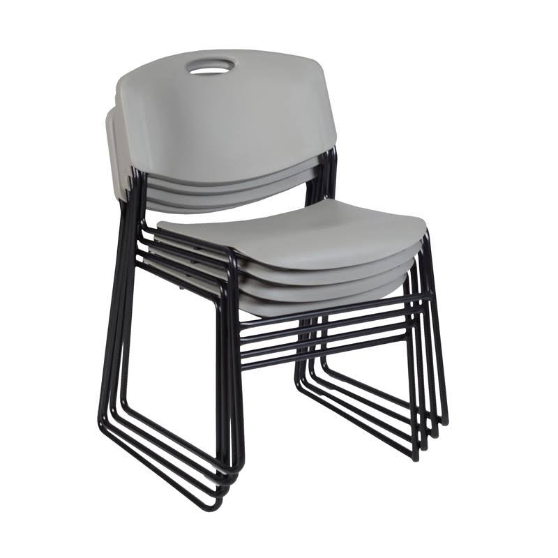 Grey Round Breakroom Table & 4 Stack Chairs O4520
