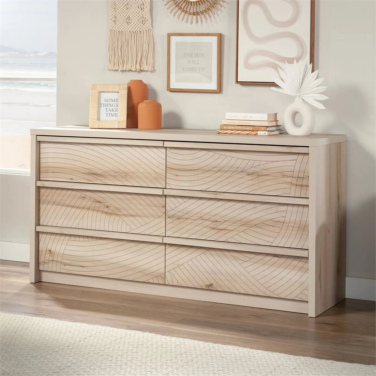 6 Drawer Wood Dresser C844