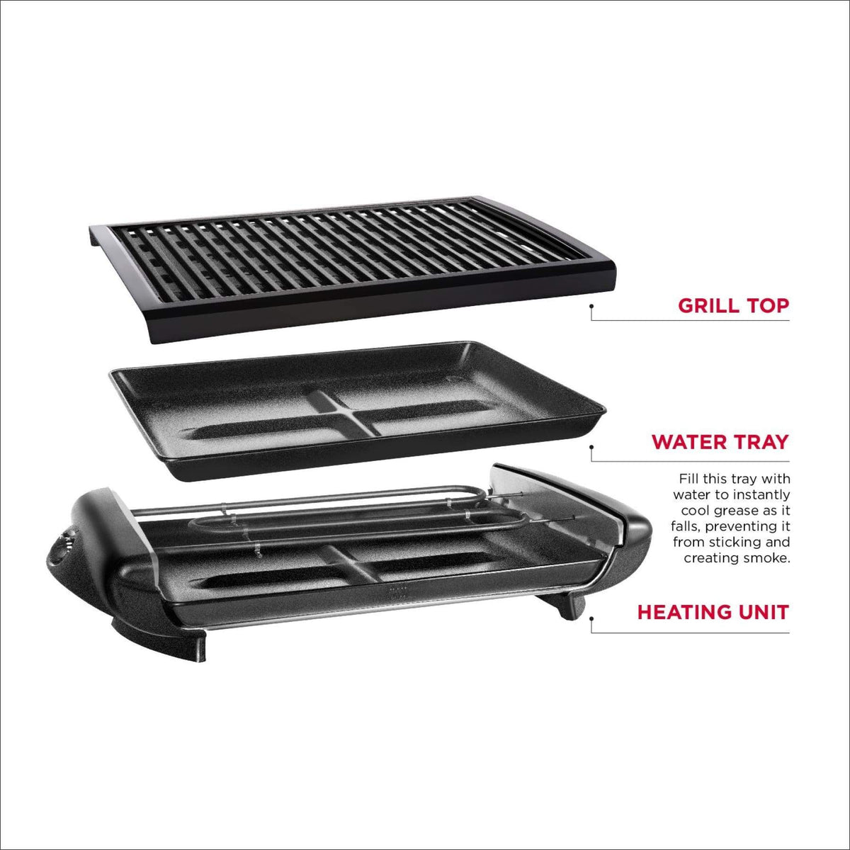 Black Electric Smokeless Indoor Grill with Non-Stick Cooking Surface I12944
