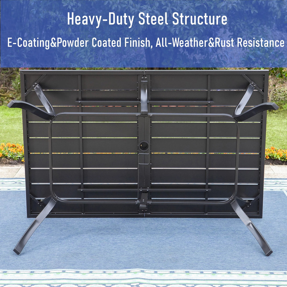 7-Piece Outdoor Patio Dining Set with Folding Sling Chairs & Table O568193