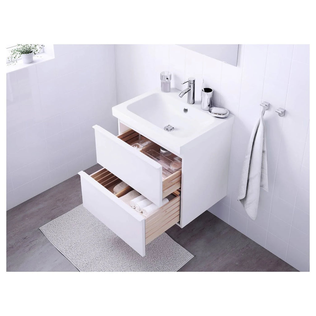High Gloss White Sink Cabinet with 2 Drawers Z659870