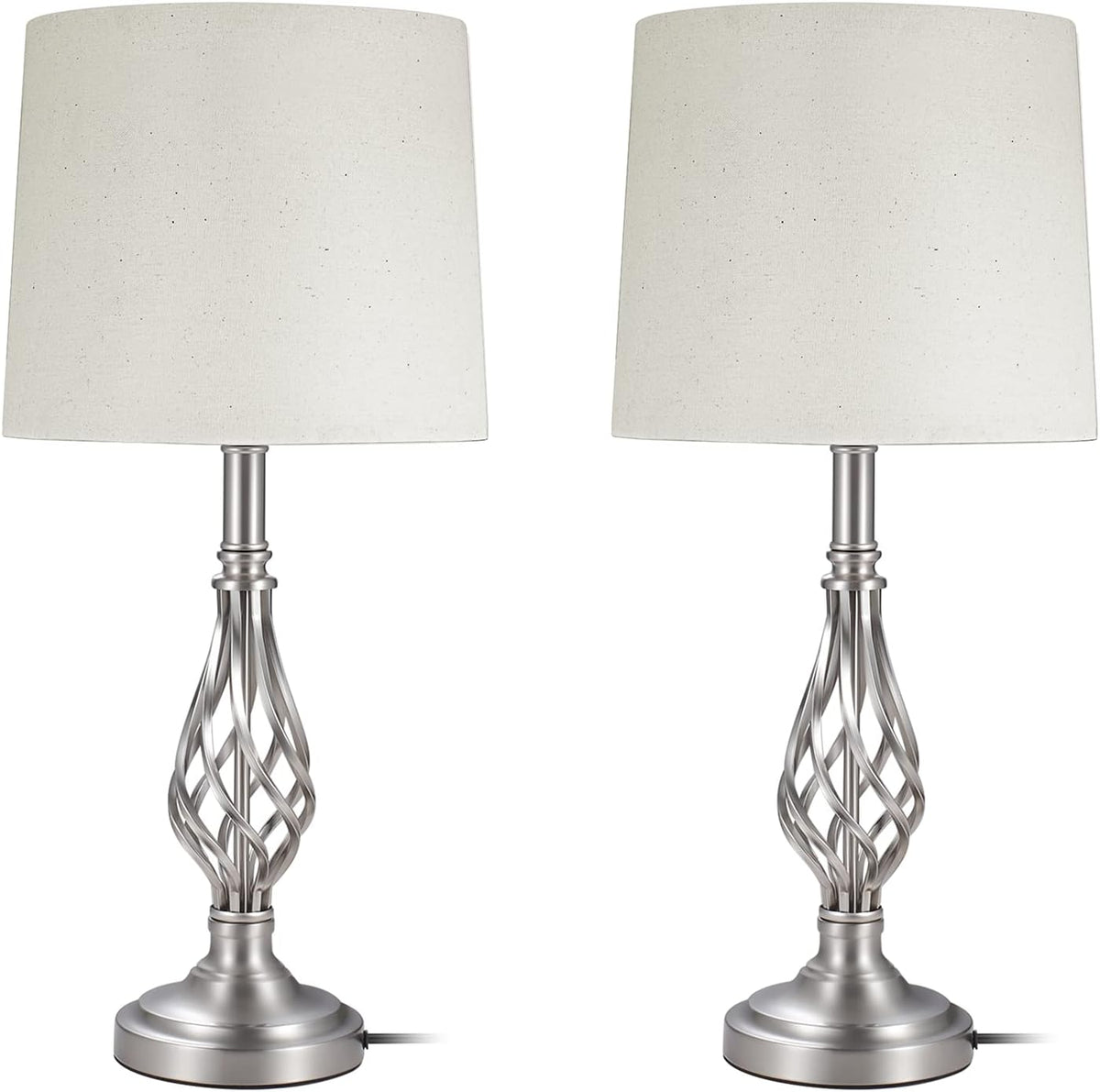 Brushed Nickel Silver Table Lamps Set of 2 F62325