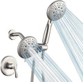 Brushed Nickel 35 Settings 5" Dual 2 in 1 Showerhead & Handheld Shower Combo Set J60069