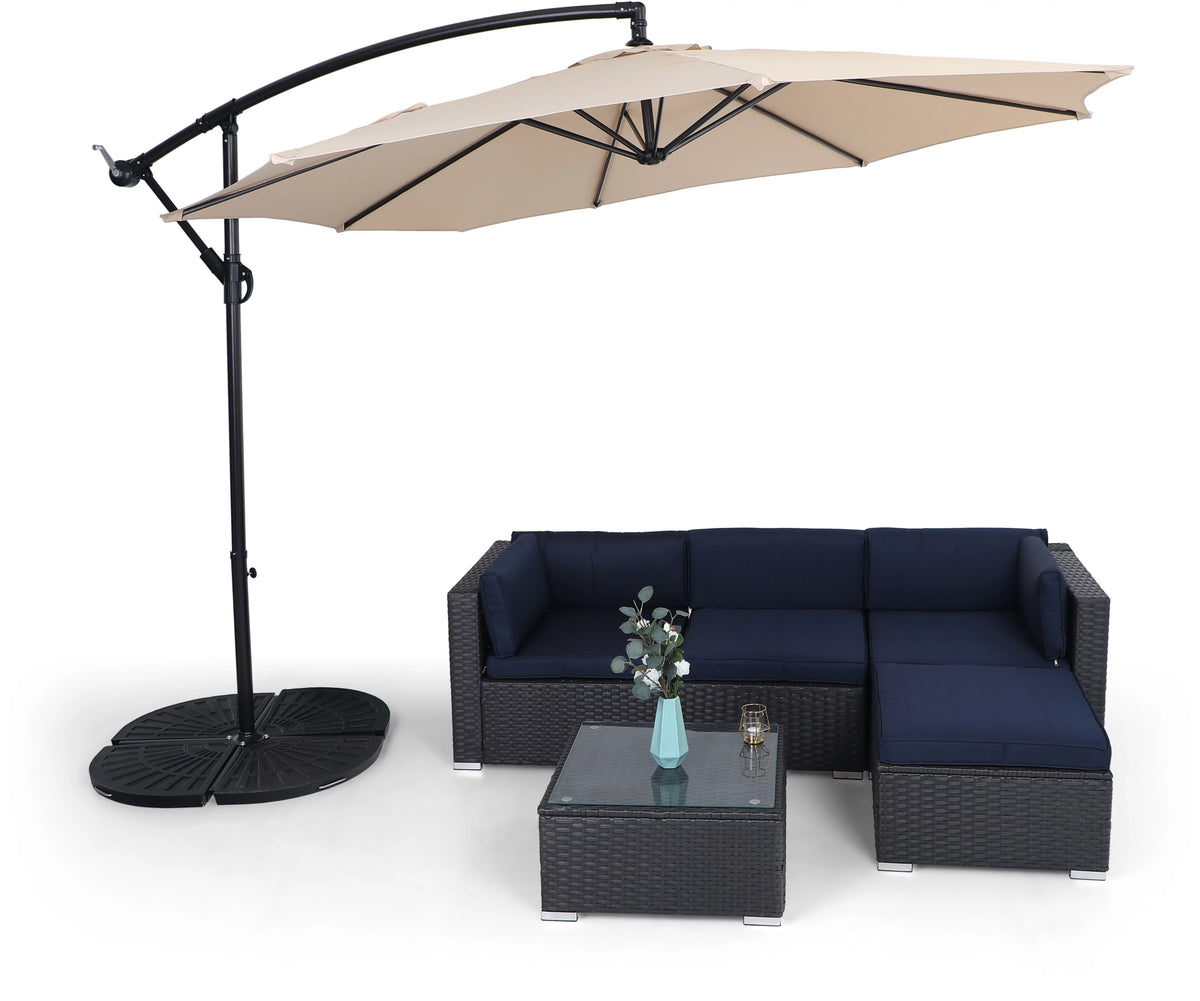 10ft Beige Patio Offset Cantilever Umbrella with Crank Handle O923