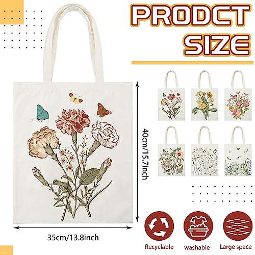 6 Pcs Canvas Book Totes Bags U809