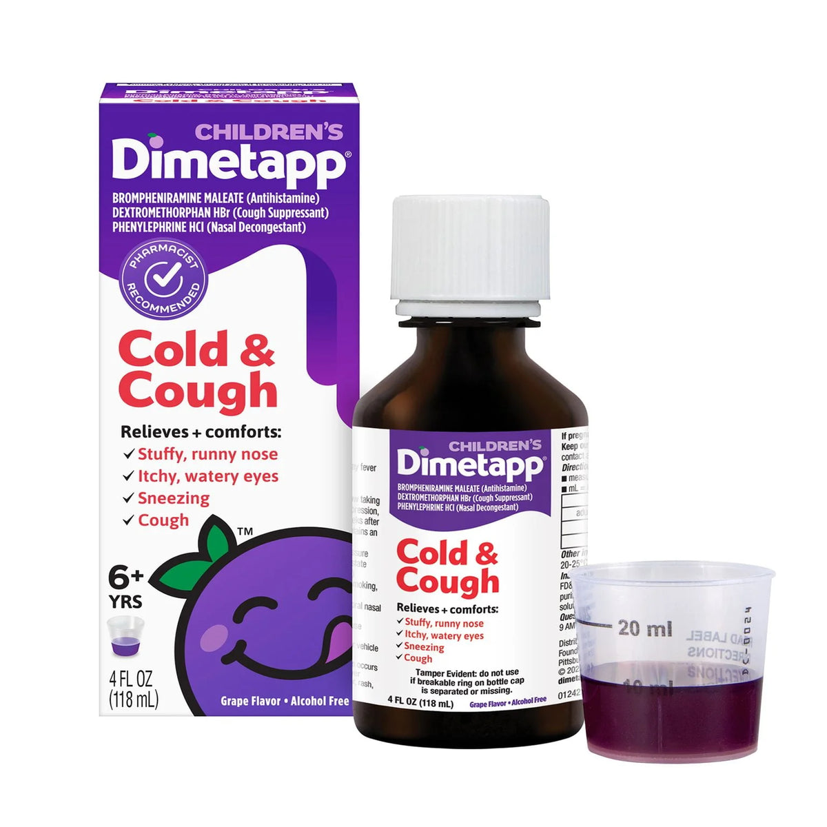 Cold & Cough Medicine, Antihistamine, Grape Liquid, 4 Fl oz F343800