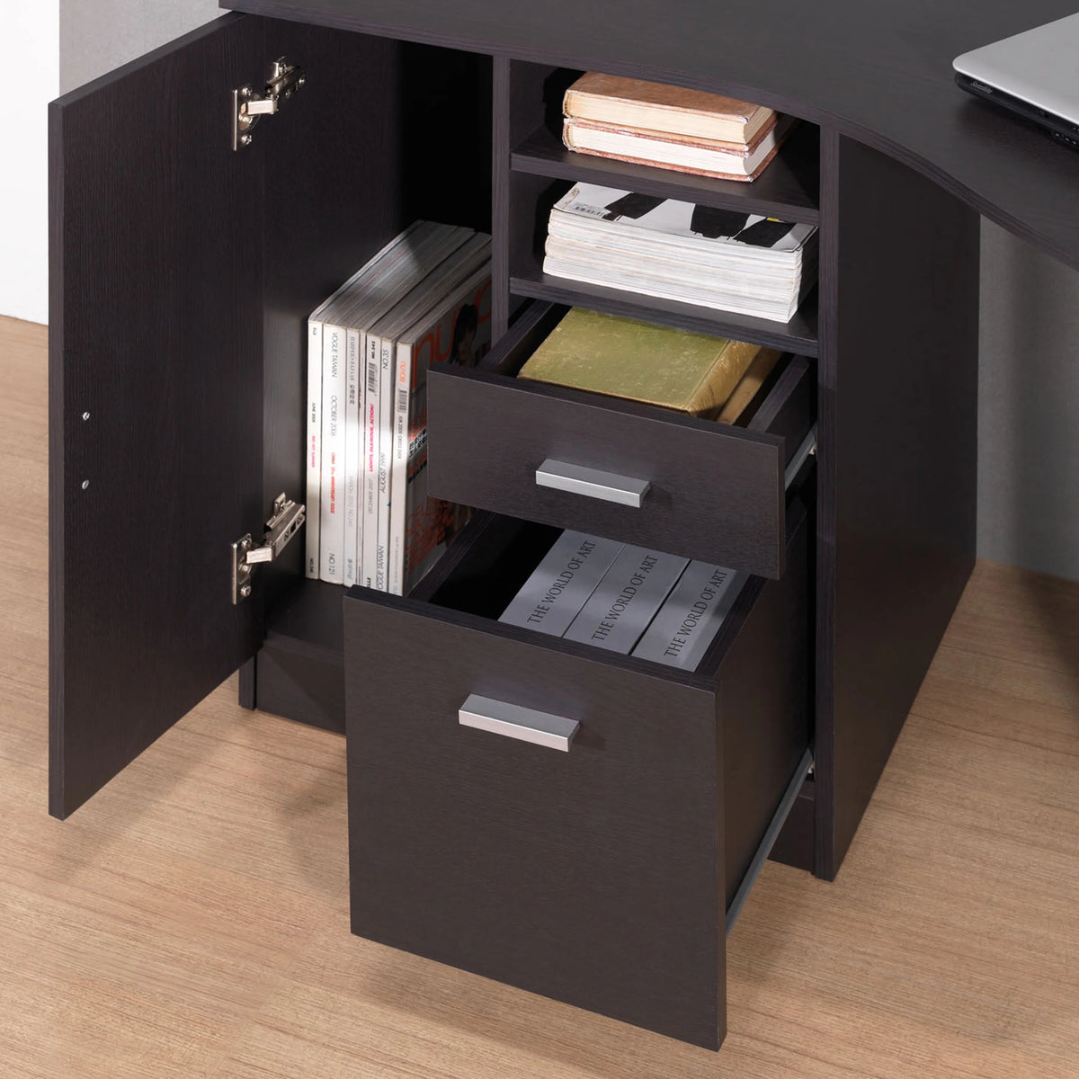 Classic Office Desk with Storage, Espresso C530