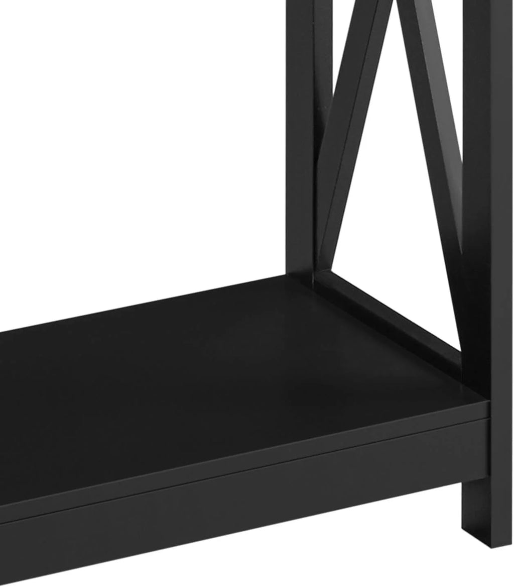 Black Console Table with Outlets and USB Ports W6687