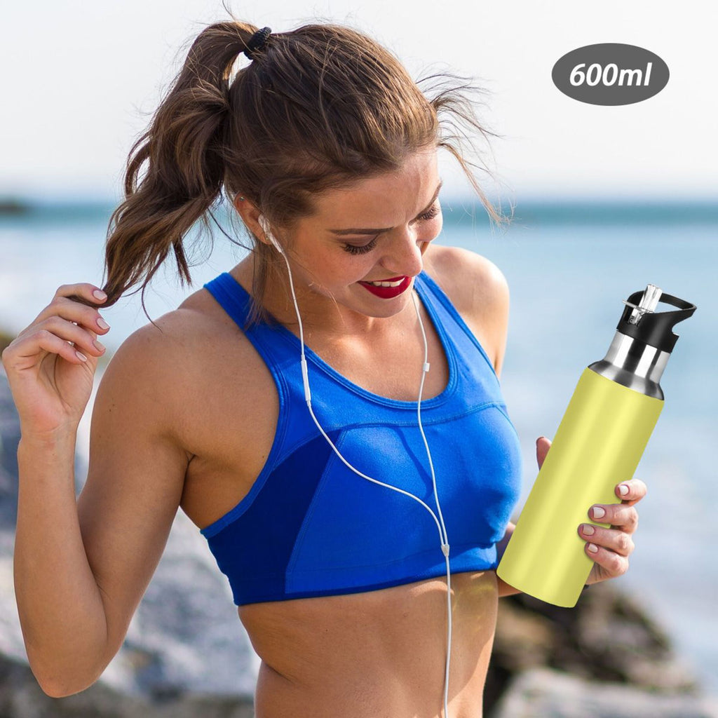 20 OZ Stainless Steel Vacuum Insulated Water Bottle with Straw Lid H447459