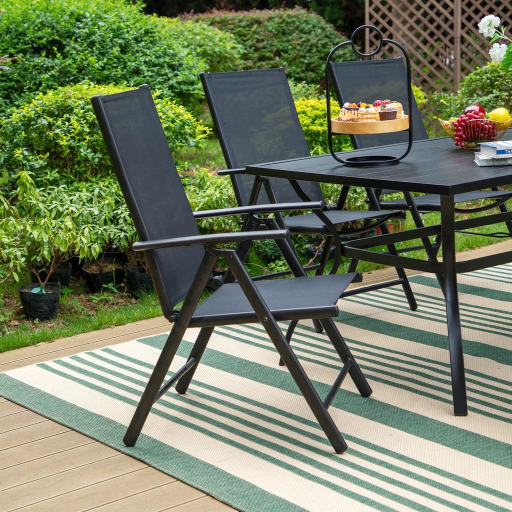 7-Piece Outdoor Patio Dining Set with Folding Sling Chairs & Table O568193